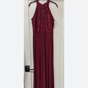 Merlot halter bridesmaid dress